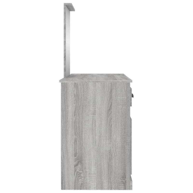 Sminkebord med speil grå sonoma 130x50x132,5 cm