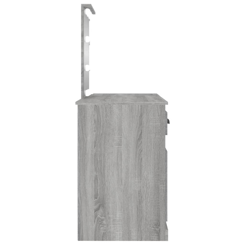 Sminkebord med LED grå sonoma 130x50x132,5 cm