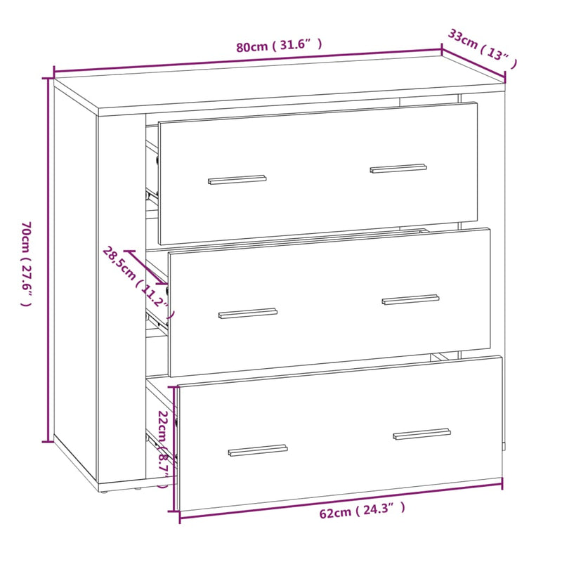 Highboard brun eik konstruert tre