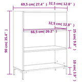 Bokhylle sonoma eik 69,5x32,5x90 cm konstruert tre