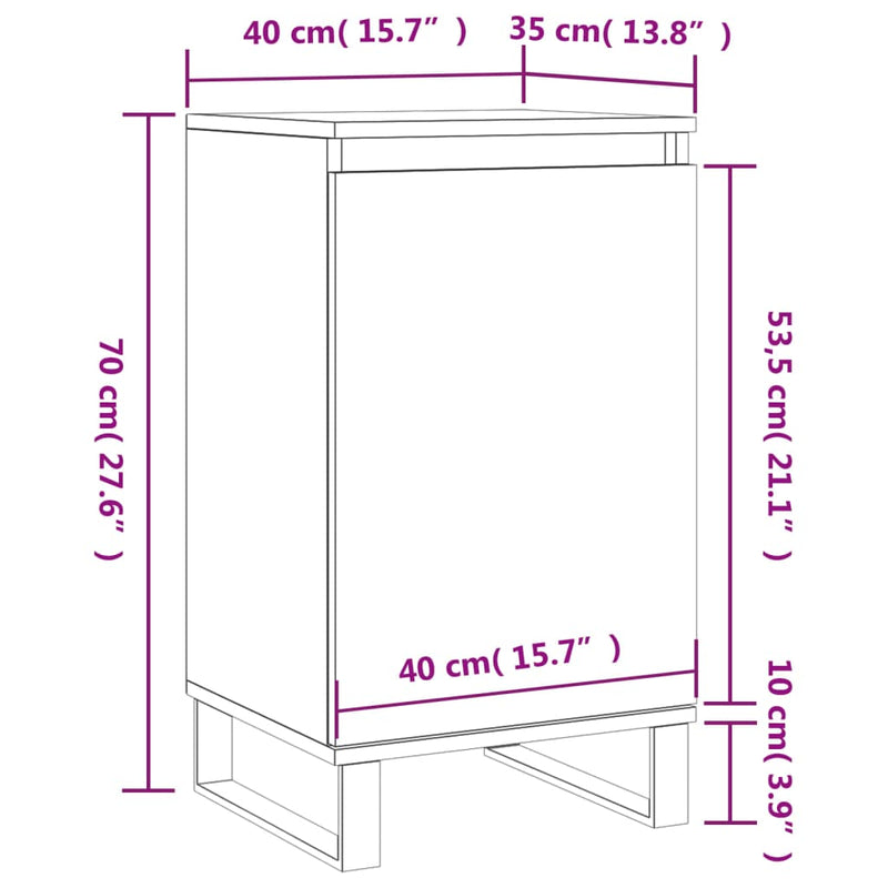 Skjenk høyglans hvit 40x35x70 cm konstruert tre