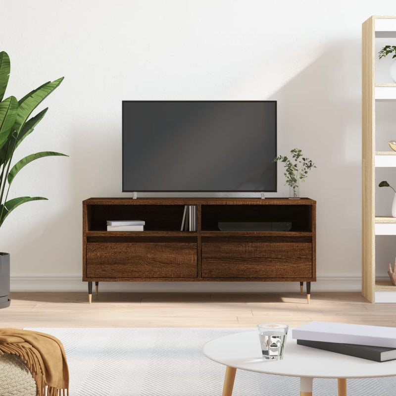 TV-benk brun eik 100x34,5x44,5 cm konstruert tre