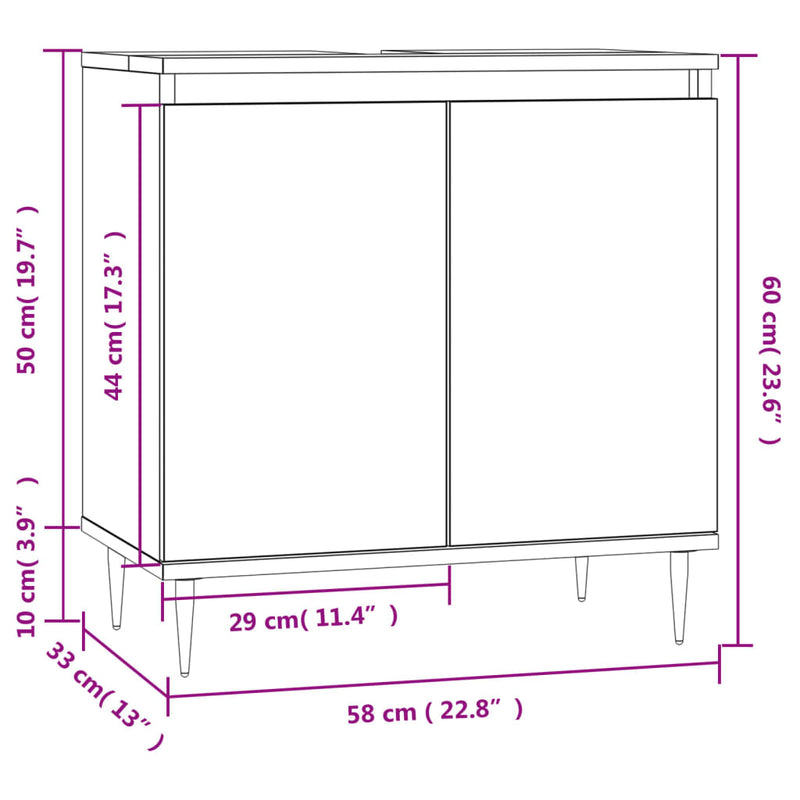 Servantskap sonoma eik 58x33x60 cm konstruert tre