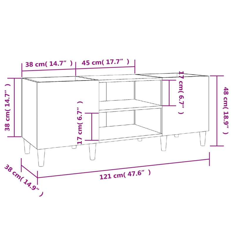 Hifi-benk røkt eik 121x38x48 cm konstruert tre