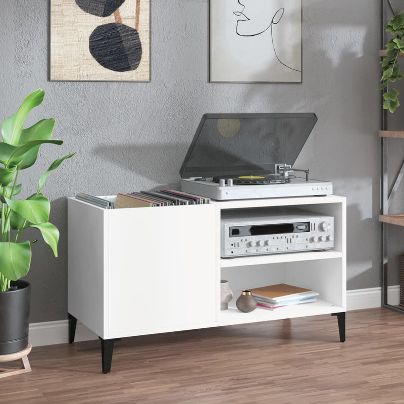 Hifi-benk hvit 84,5x38x48 cm konstruert tre