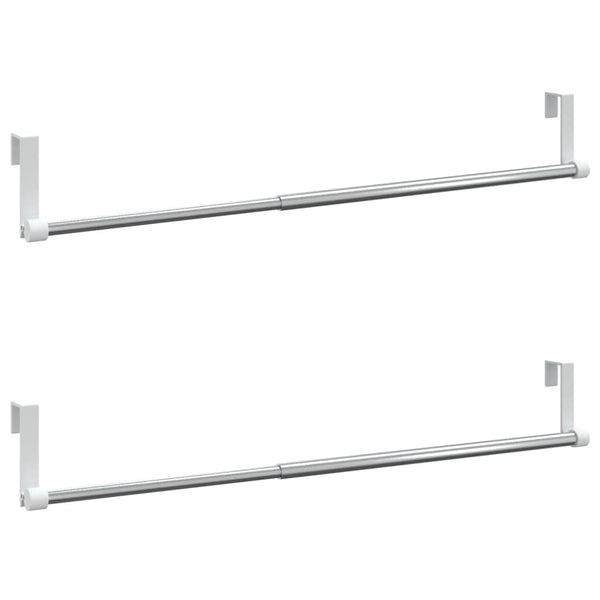 Gardinstenger 2 stk hvit og sølv 40-60 cm aluminium