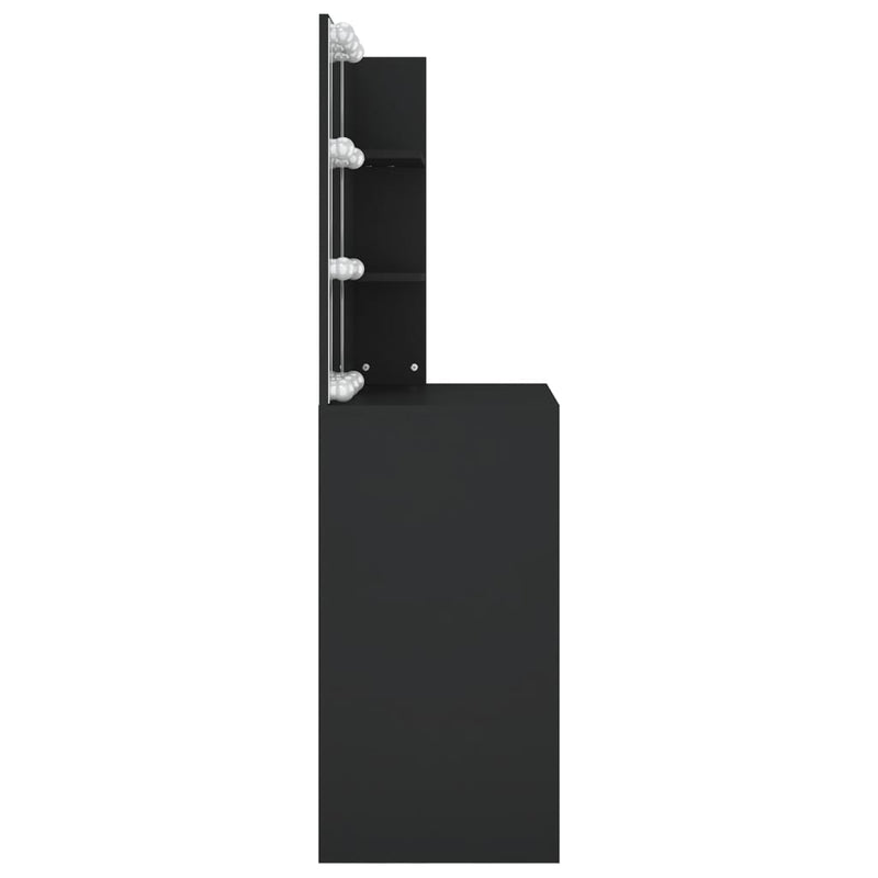Sminkebord med LED svart 74,5x40x141 cm