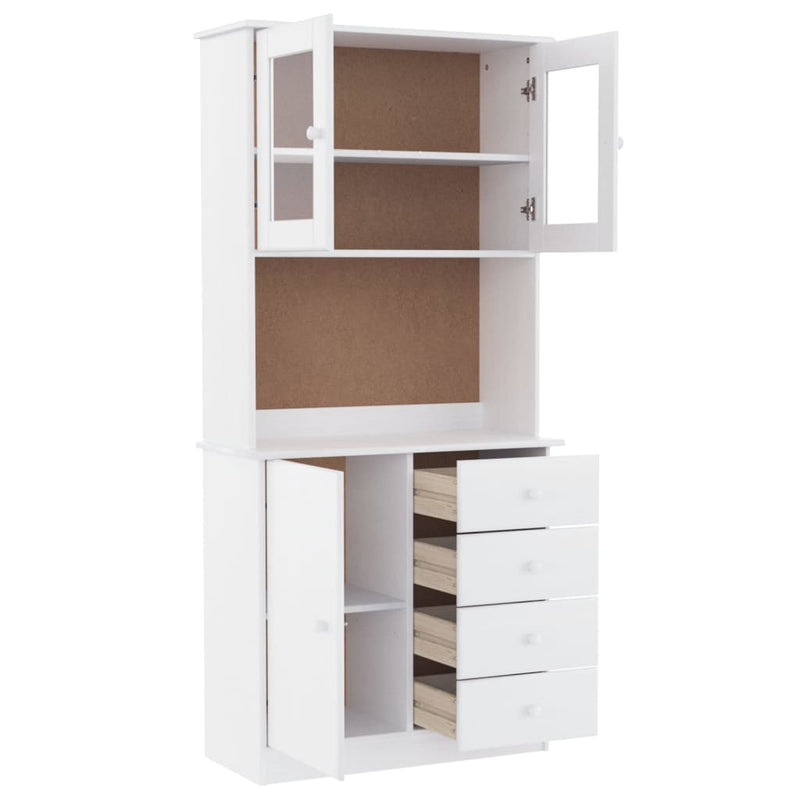 Highboard ALTA hvit 77x35x165 cm heltre furu