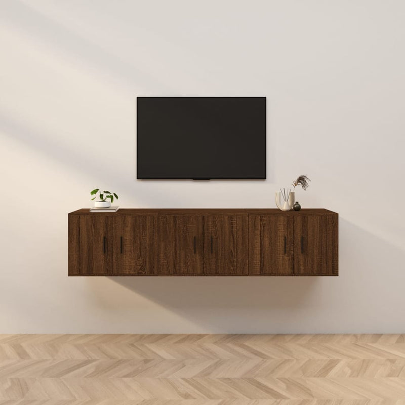 Vegghengte TV-benker 3 stk brun eik 57x34,5x40 cm