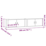 Vegghengte TV-benker 2 stk betonggrå 100x34,5x40 cm