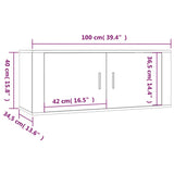 Vegghengte TV-benker 2 stk betonggrå 100x34,5x40 cm