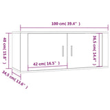 Vegghengte TV-benker 3 stk grå sonoma 100x34,5x40 cm