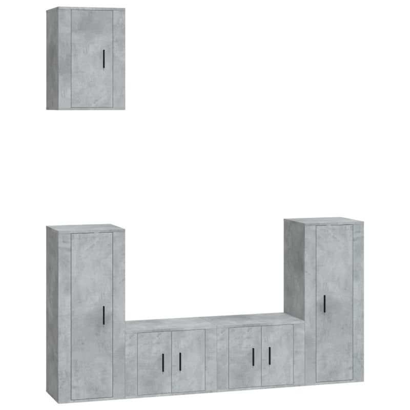 TV-skapsett 5 deler betonggrå konstruert tre