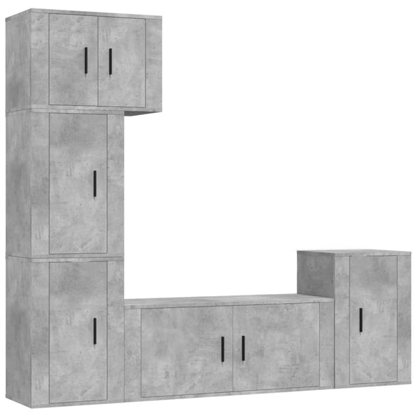 TV-skapsett 5 deler betonggrå konstruert tre