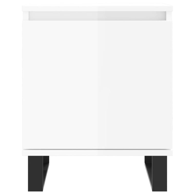 Nattbord høyglans hvit 40x30x50 cm konstruert tre