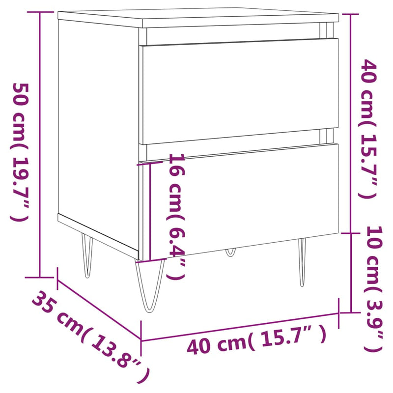 Nattbord røkt eik 40x35x50 cm konstruert tre