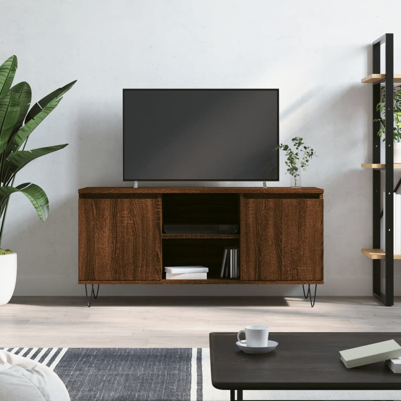 TV-benk brun eik 104x35x50 cm konstruert tre