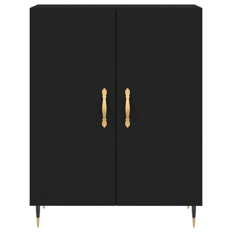 Highboard svart 69,5x34x180 cm konstruert tre