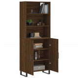 Highboard brun eik 69,5x34x180 cm konstruert tre