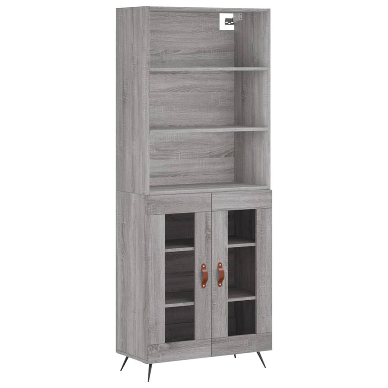 Highboard grå sonoma 69,5x34x180 cm konstruert tre