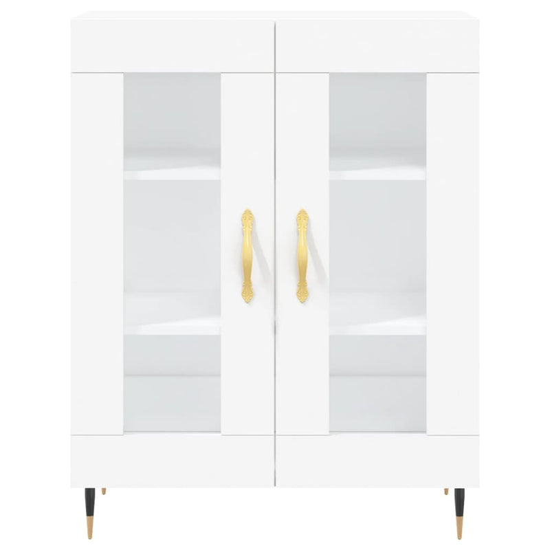 Highboard hvit 69,5x34x180 cm konstruert tre