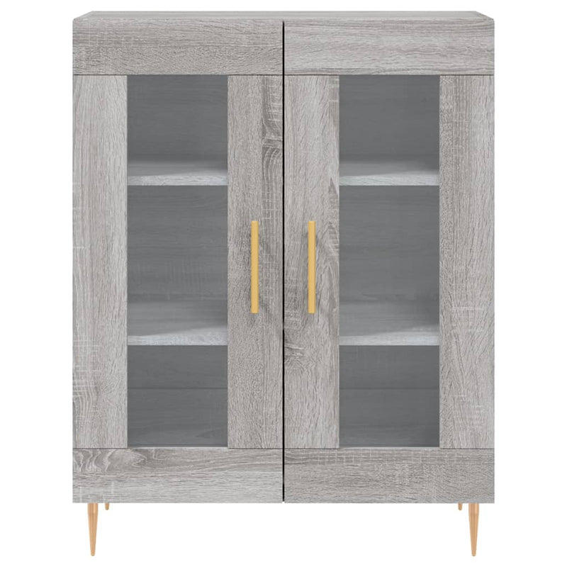 Highboard grå sonoma 69,5x34x180 cm konstruert tre