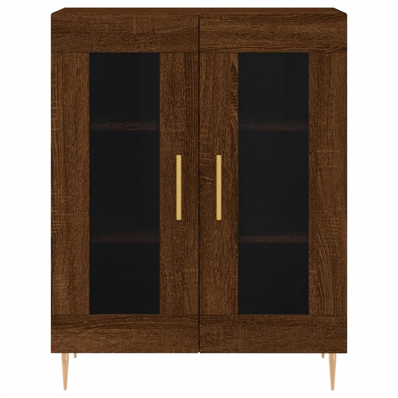 Highboard brun eik 69,5x34x180 cm konstruert tre