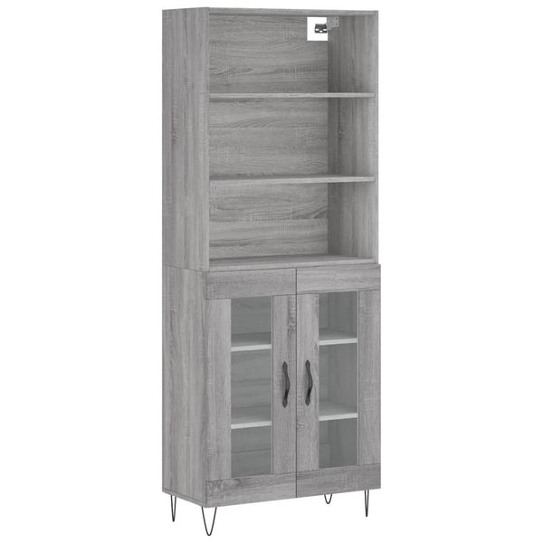 Highboard grå sonoma 69,5x34x180 cm konstruert tre