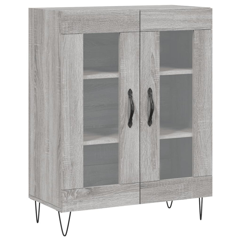 Highboard grå sonoma 69,5x34x180 cm konstruert tre