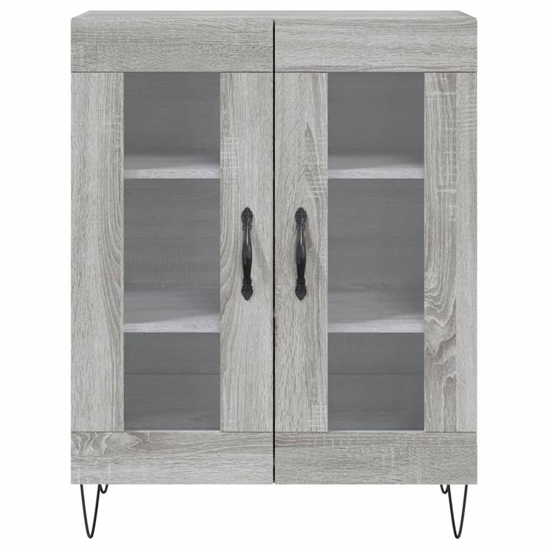 Highboard grå sonoma 69,5x34x180 cm konstruert tre