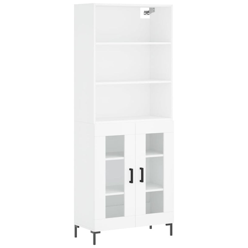 Highboard hvit 69,5x34x180 cm konstruert tre