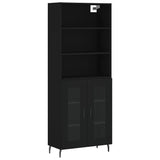 Highboard svart 69,5x34x180 cm konstruert tre