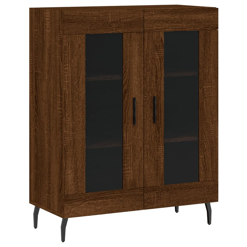 Highboard brun eik 69,5x34x180 cm konstruert tre