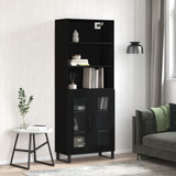 Highboard svart 69,5x34x180 cm konstruert tre