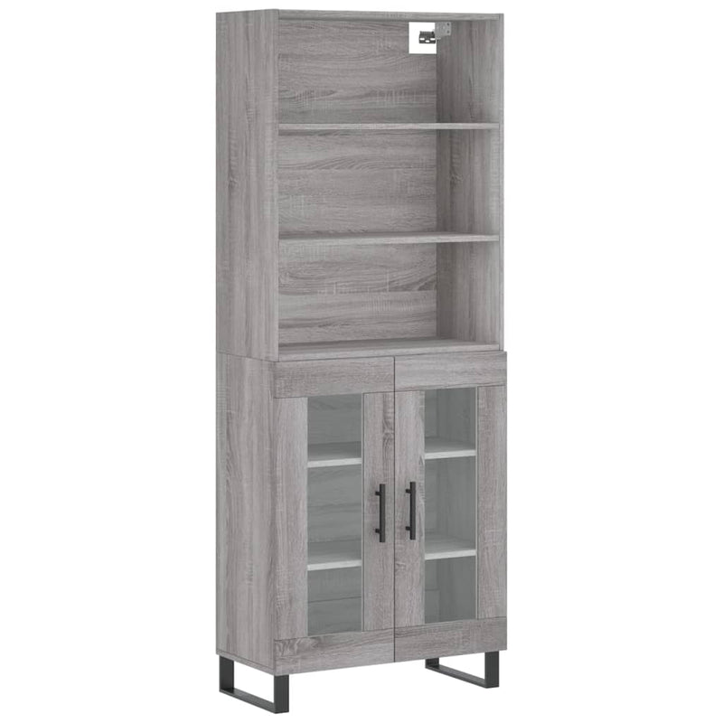 Highboard grå sonoma 69,5x34x180 cm konstruert tre