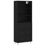 Highboard svart 69,5x34x180 cm konstruert tre