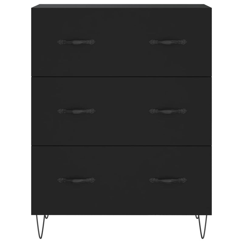 Highboard svart 69,5x34x180 cm konstruert tre