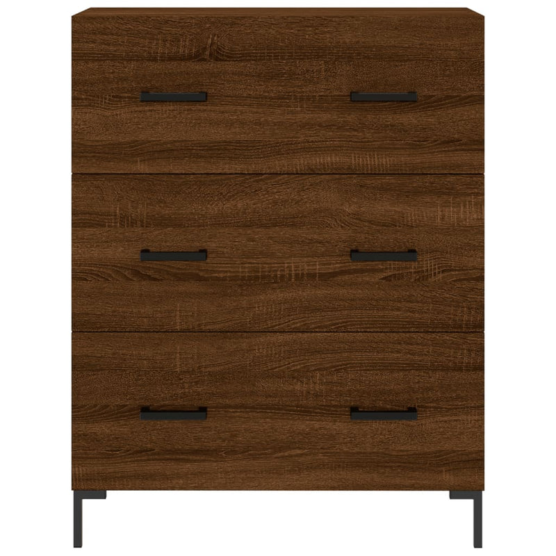 Highboard brun eik 69,5x34x180 cm konstruert tre