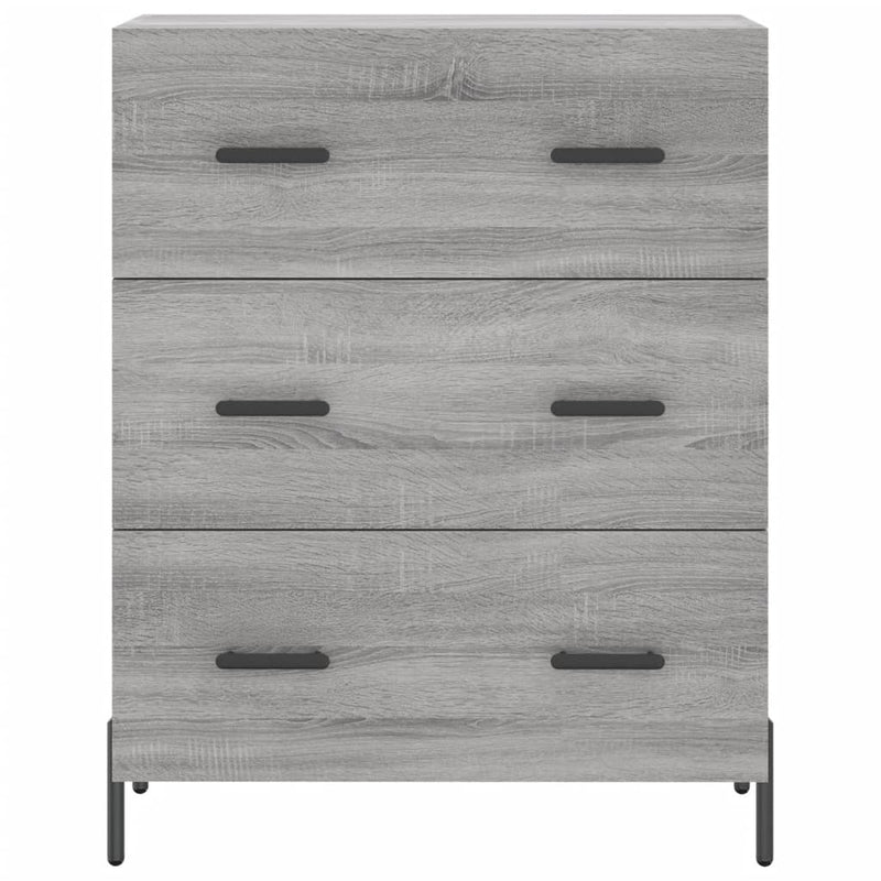 Highboard grå sonoma 69,5x34x180 cm konstruert tre