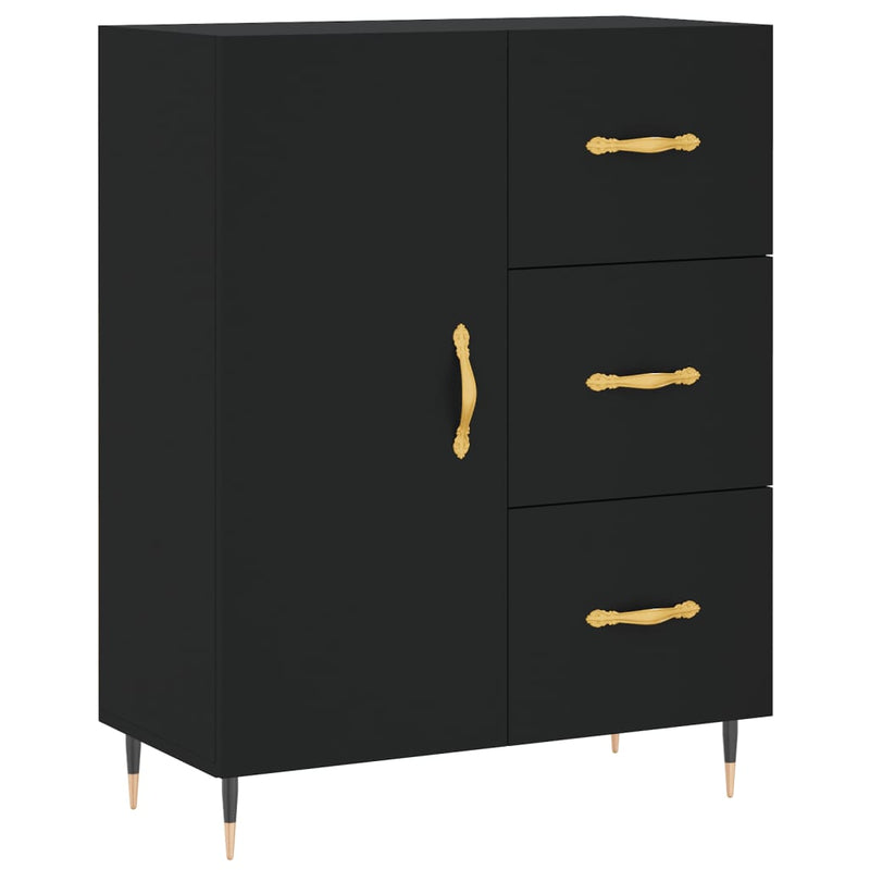 Highboard svart 69,5x34x180 cm konstruert tre