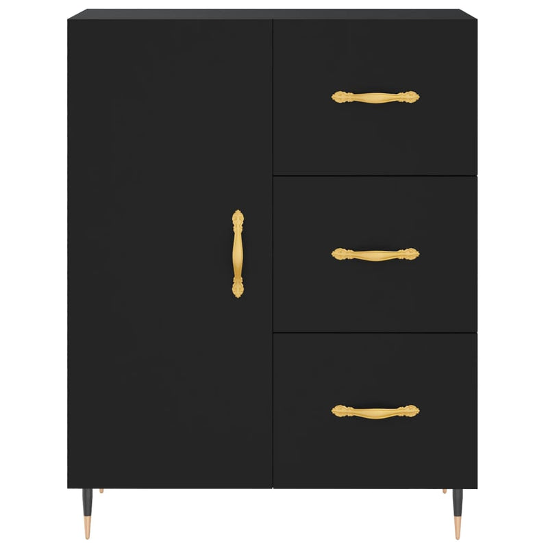 Highboard svart 69,5x34x180 cm konstruert tre