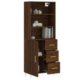 Highboard brun eik 69,5x34x180 cm konstruert tre