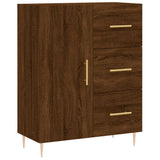 Highboard brun eik 69,5x34x180 cm konstruert tre