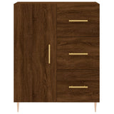 Highboard brun eik 69,5x34x180 cm konstruert tre