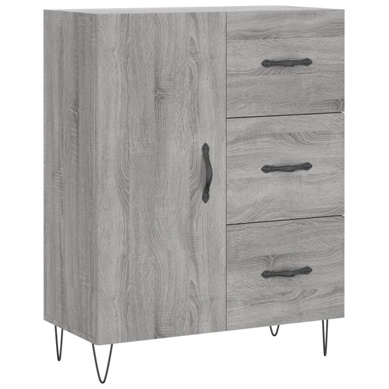 Highboard grå sonoma 69,5x34x180 cm konstruert tre