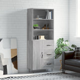 Highboard grå sonoma 69,5x34x180 cm konstruert tre