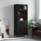 Highboard svart 69,5x34x180 cm konstruert tre