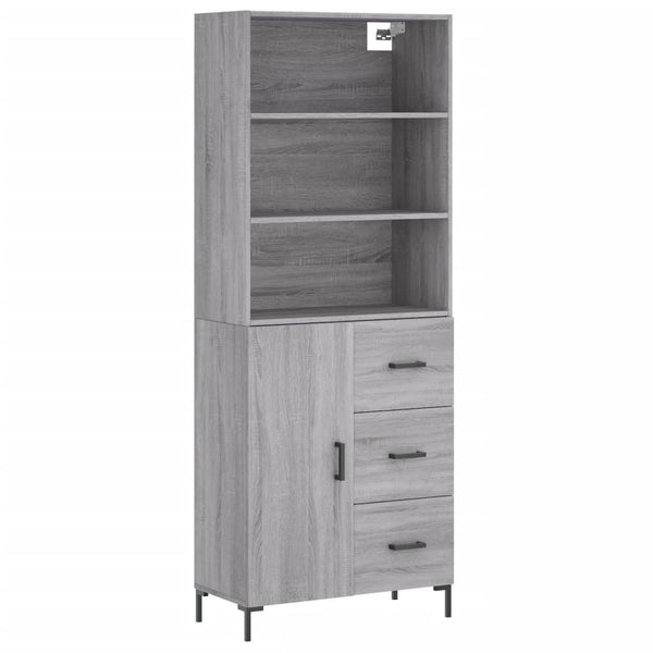 Highboard grå sonoma 69,5x34x180 cm konstruert tre