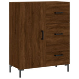 Highboard brun eik 69,5x34x180 cm konstruert tre