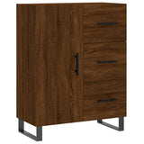 Highboard brun eik 69,5x34x180 cm konstruert tre